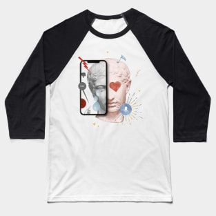 Crying Greek God Statue - Aesthetic Baseball T-Shirt